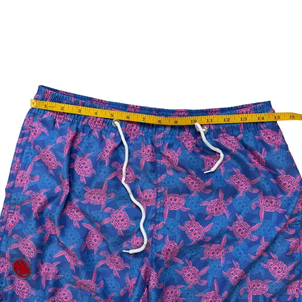 ELEMENTS Retro Neon Turtle Mens Swim Shorts Sz Small Lined Mesh Spain Quick Dry